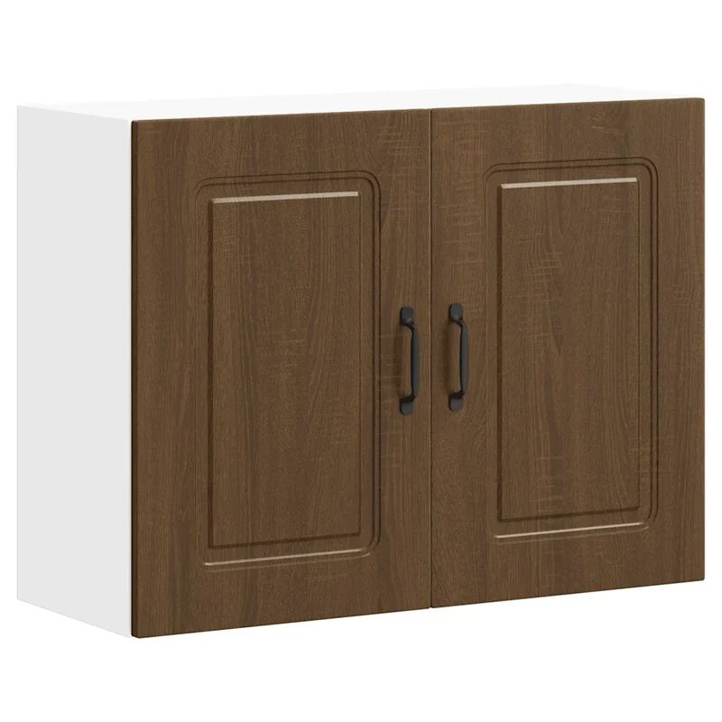 Armoire murale de cuisine design moderne 80 x 31 x 60 cm grand espace rangement en bois d'ingénierie chêne marron 02_0049999
