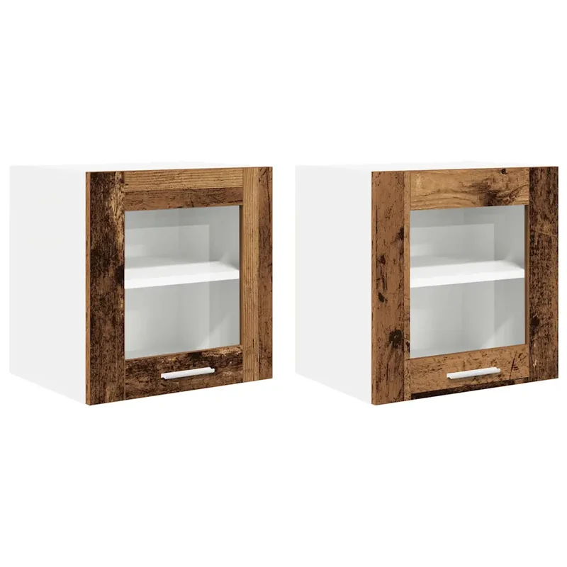 Lot de 2 armoires suspendues style contemporain grand espace de rangement 40 x 31 x 40 cm en bois d'ingénierie bois ancien 02_0053254