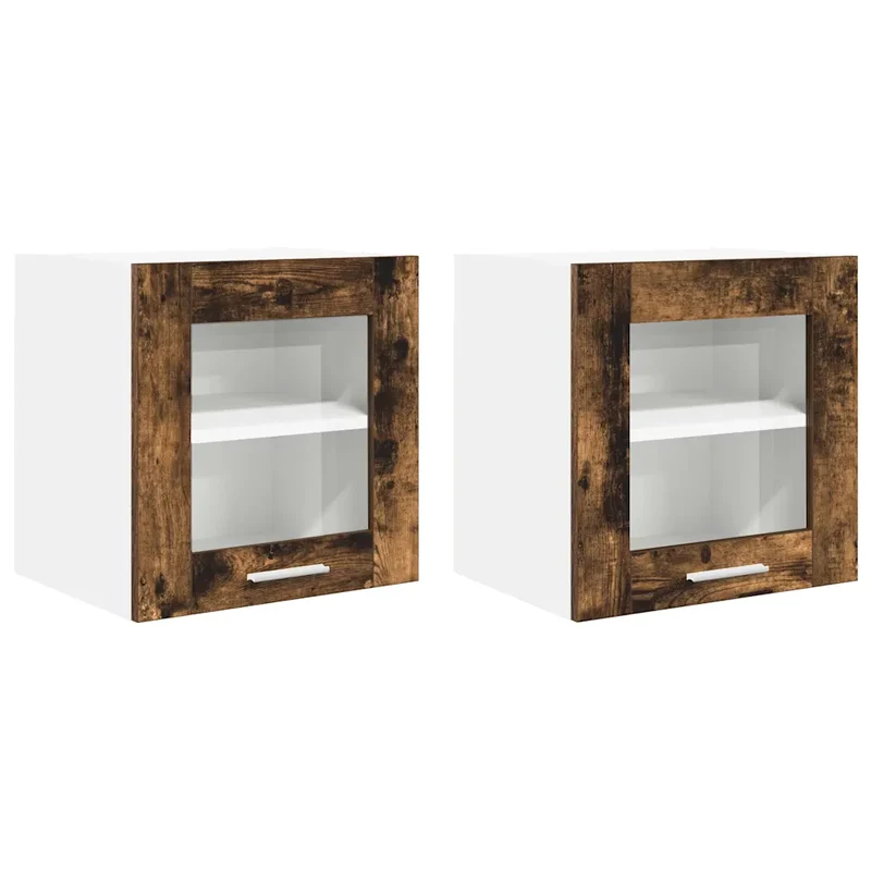 Lot de 2 armoires suspendues modernes espace de rangement 40 x 31 x 40 cm en bois d'ingénierie chêne fumé 02_0053250