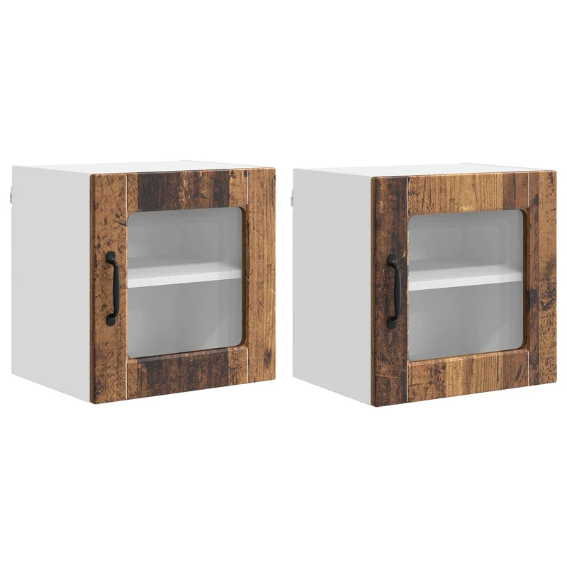 Lot de 2 armoires murales de cuisine design moderne 40 x 31 x 40 cm en bois d'ingénierie bois ancien 02_0054198