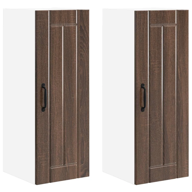 Lot de 2 armoires murales de cuisine fonctionnelles modernes 30 x 31 x 80 cm en bois d'ingénierie chêne brun 02_0054038