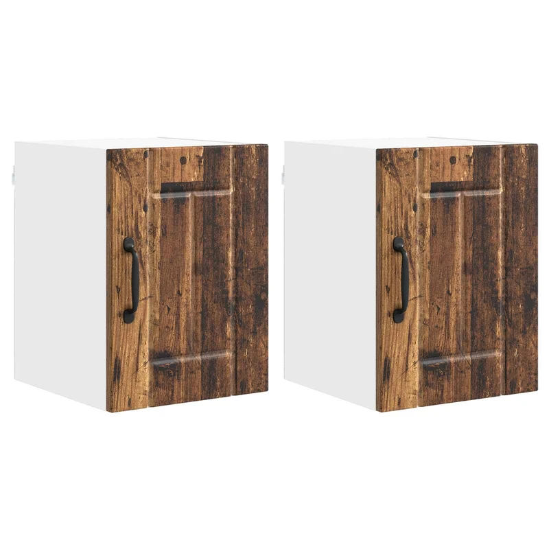 Lot de 2 armoires murales de cuisine pratiques rangement intérieur 30 x 31 x 40 cm en bois d'ingénierie ancien 02_0053900