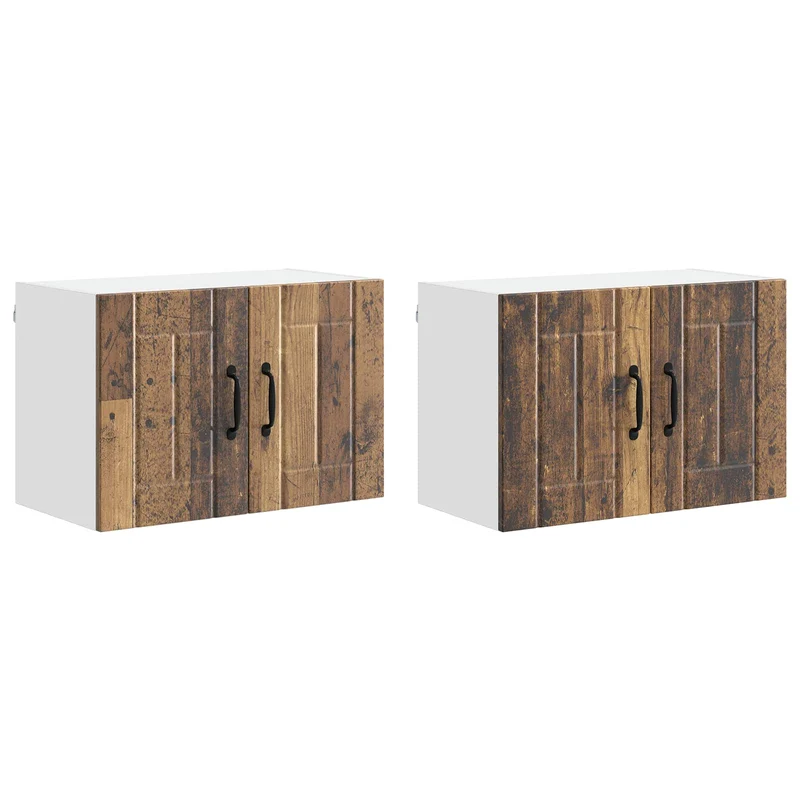 Lot de 2 armoires murales de cuisine minimalistes pratiques rangement 60 x 31 x 40 cm en bois d'ingénierie bois ancien 02_0053951