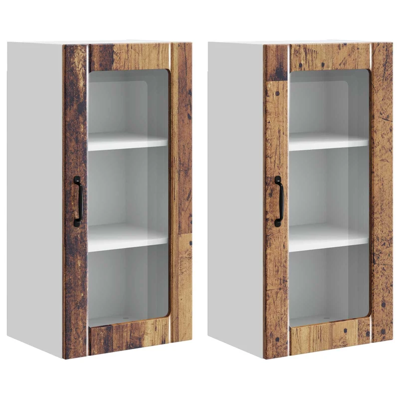 Lot de 2 armoires de cuisine murales modernes 40 x 31 x 80 cm rangement pratique design en bois d'ingénierie bois ancien 02_0054346