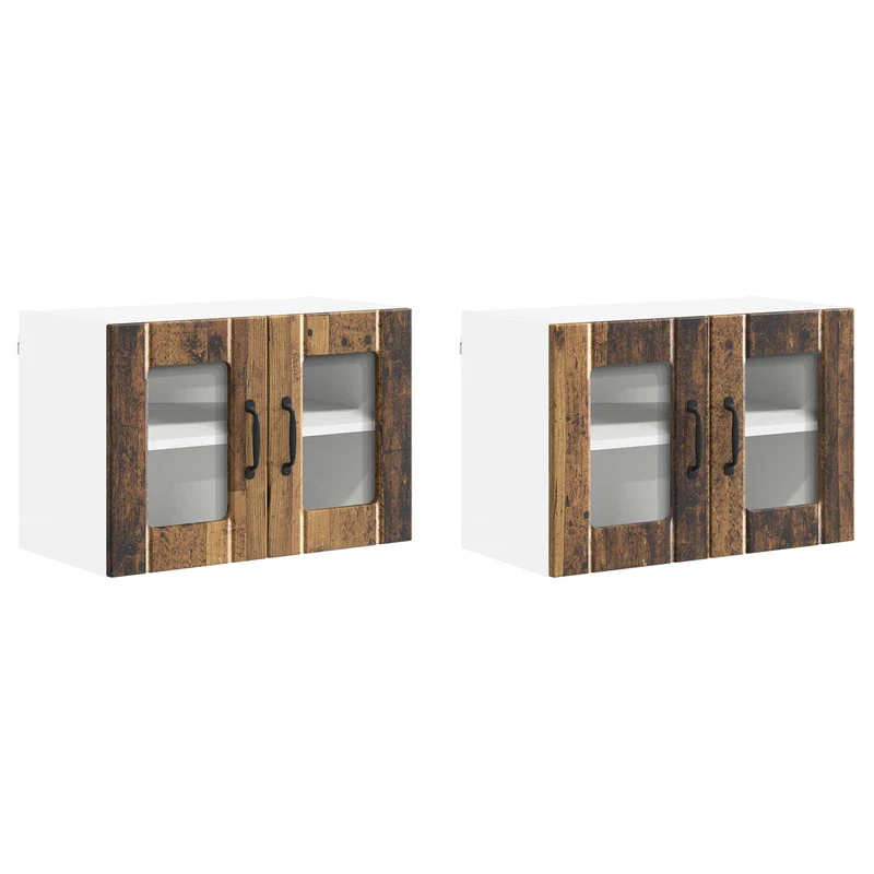 Lot de 2 armoires murales de cuisine fonctionnelles design moderne 60 x 31 x 40 cm en bois d'ingénierie bois ancien 02_0054001