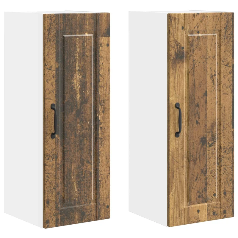 Lot de 2 armoires murales de cuisine modernes 30 x 31 x 80 cm avec 4 portes et 6 étagères en bois d'ingénierie bois ancien 02_0054366