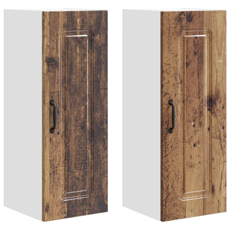 Lot de 2 armoires murales de cuisine rectangulaires avec grand espace de rangement moderne 30 x 31 x 80 cm en bois ancien 02_0053700