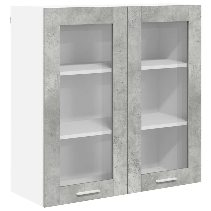 Armoire suspendue moderne 80 x 31 x 80 cm grand espace de rangement intérieur en bois d'ingénierie gris béton 02_0053364
