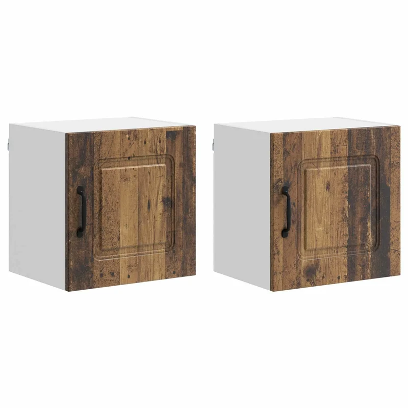 Lot de 2 armoires de cuisine rectangulaires modernes avec grand espace de rangement 40 x 31 x 40 cm en bois ancien 02_0053570