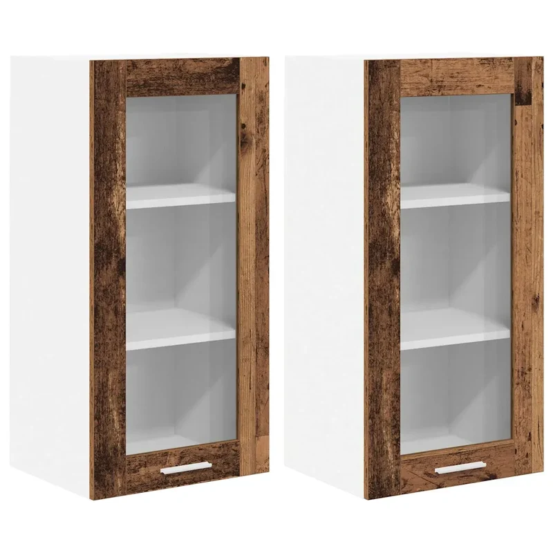 Armoire suspendue 2 pcs grand espace de rangement 40 x 31 x 80 cm en bois d'ingénierie bois ancien 02_0053350