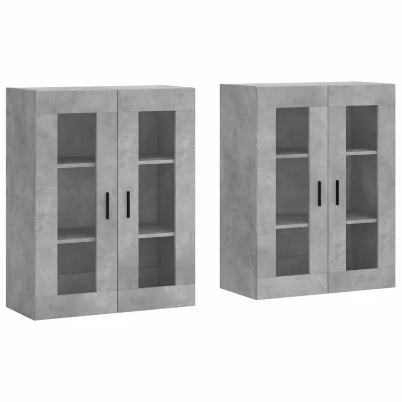 Lot de 2 armoires murales pratiques rangement mural 69,5 x 34 x 90 cm en bois d'ingénierie gris béton 02_0055441