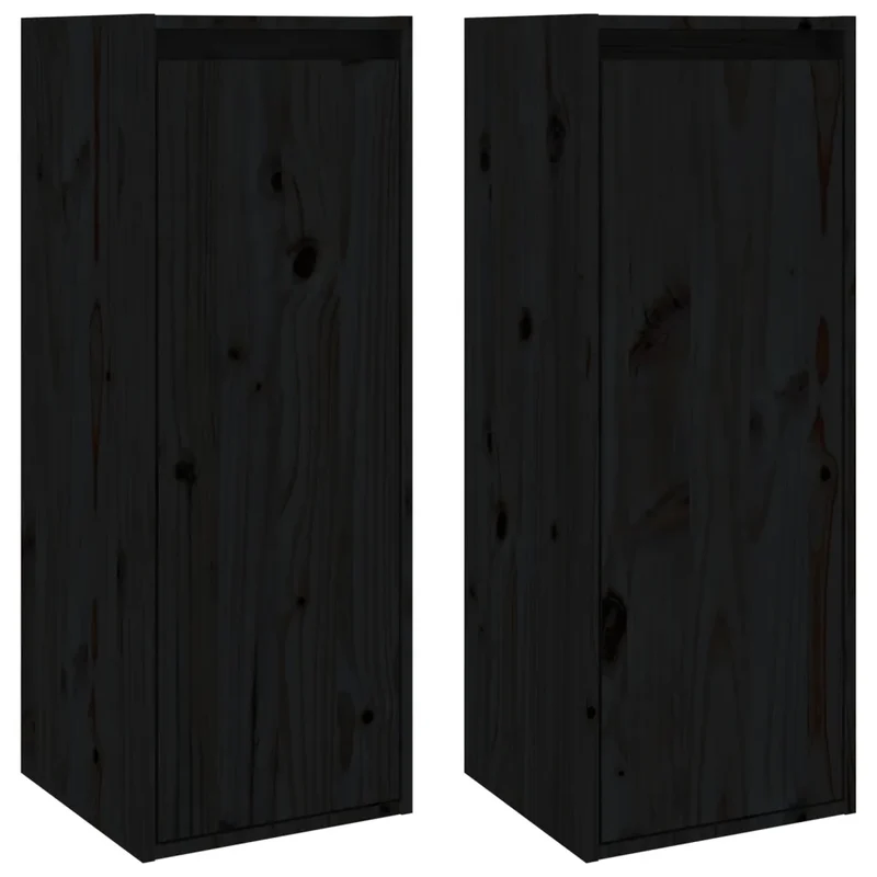 Lot de 2 armoires murales en bois flottante noire 30 x 30 x 80 cm rangement pratique style contemporain 02_0048100
