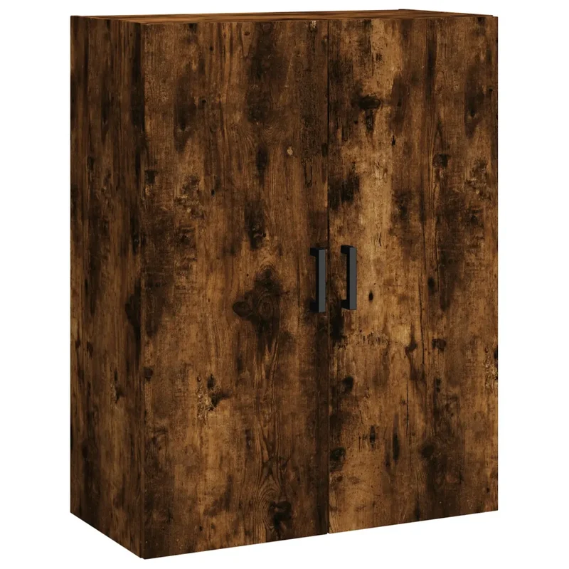 Armoire murale suspendue pratique 69,5 x 34 x 90 cm design élégant rangement dans salon en bois d'ingénierie chêne fumé 02_0048584