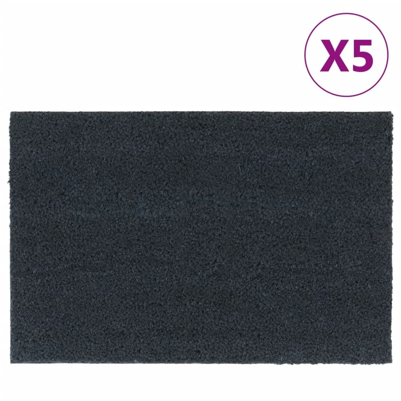 Lot de 5 tapis de porte antidérapants intérieur extérieur 40 x 60 cm en fibre de coco gris foncé 02_0046168
