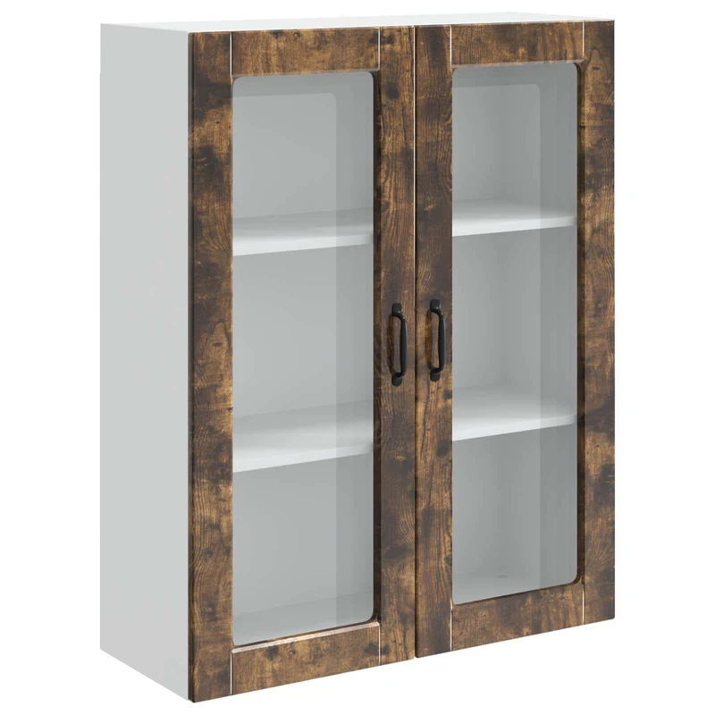 Armoire de cuisine rectangulaire avec grand espace de rangement moderne 80 x 31 x 100 cm en bois d'ingénierie chêne fumé 02_0053838
