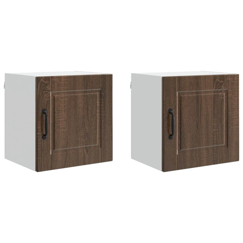 Lot de 2 armoires murales de cuisine moderne 40 x 31 x 40 cm avec étagères design élégant en bois d'ingénierie chêne brun 02_0054236