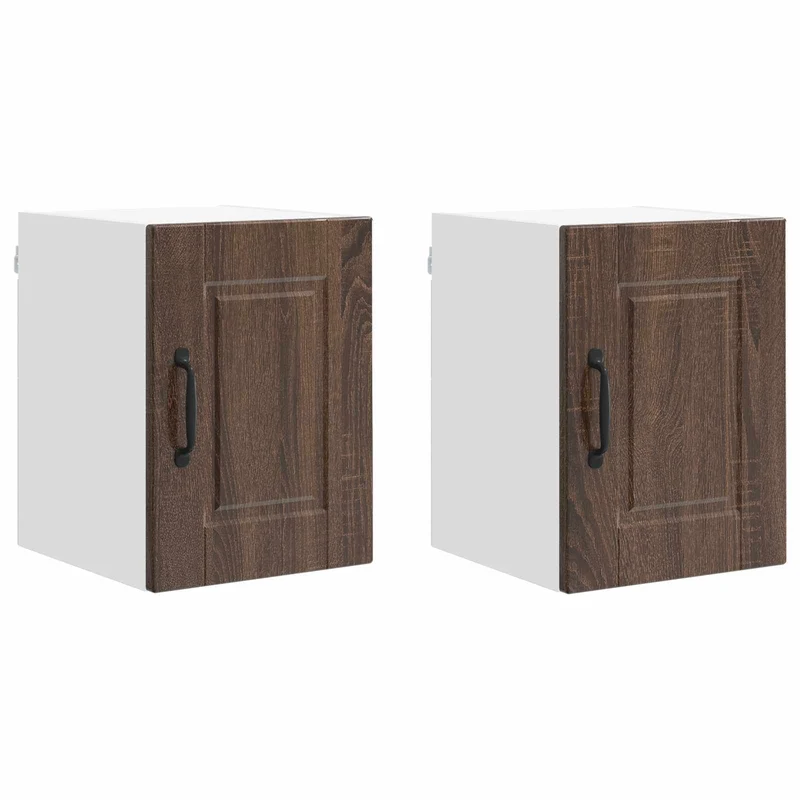 Lot de 2 armoires murales de cuisine modernes rangement fonctionnel 30 x 31 x 40 cm en bois d'ingénierie chêne brun 02_0054216