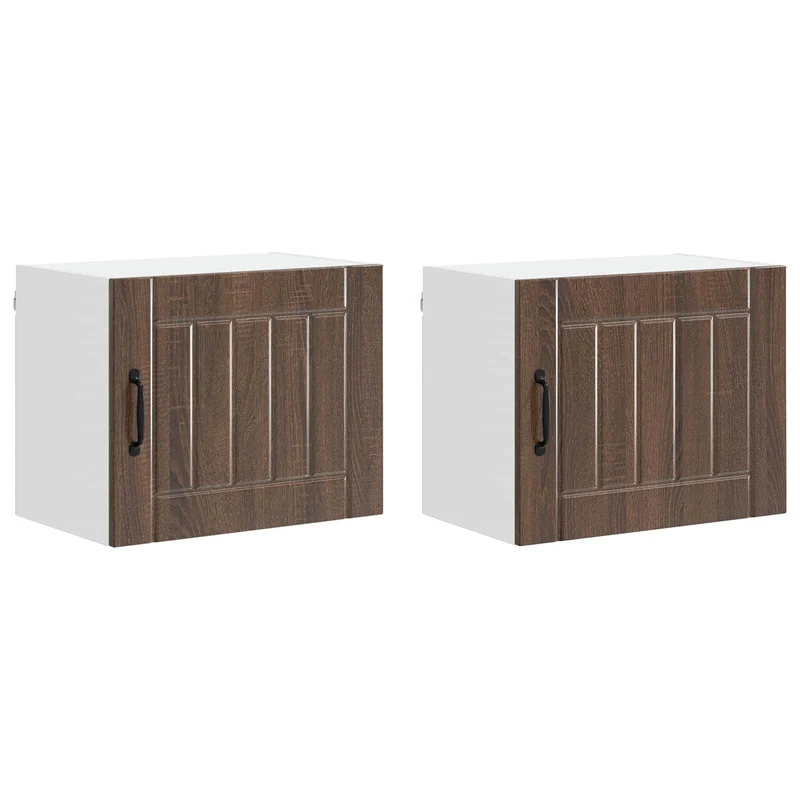 Lot de 2 armoires murales de cuisine pratiques rangement moderne 50 x 31 x 40 cm en bois d'ingénierie chêne brun 02_0053938