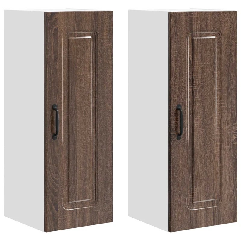 Lot de 2 armoires murales de cuisine modernes 30 x 31 x 80 cm avec grand espace de rangement style épuré en bois d'ingénierie chêne brun 02_0053698