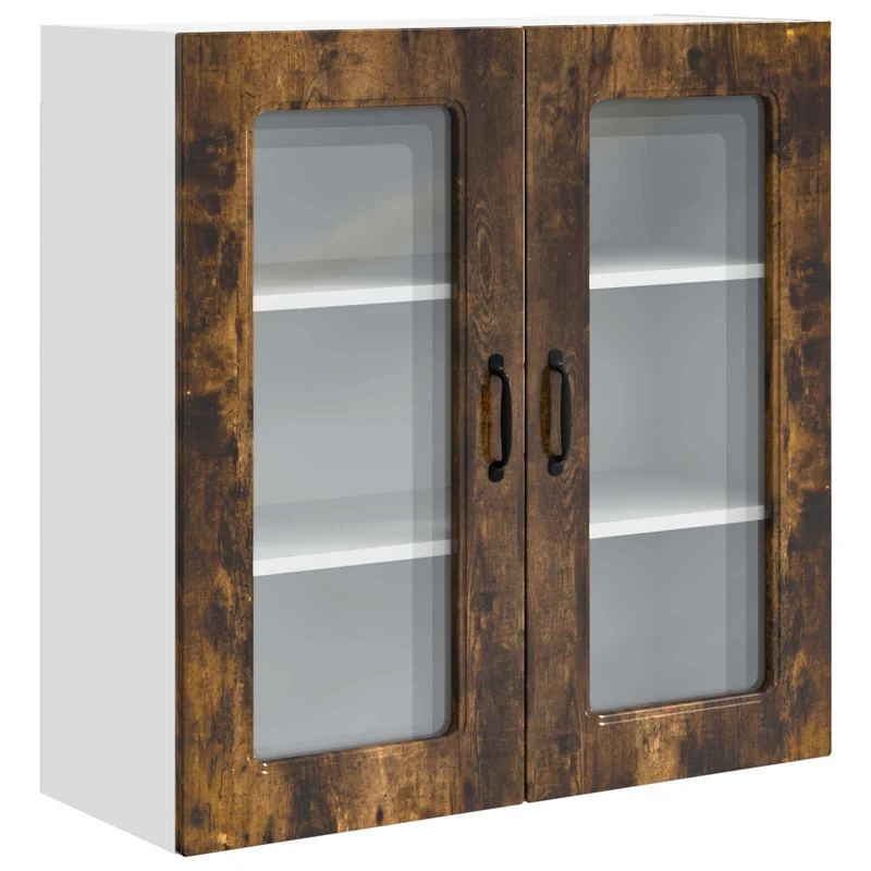 Armoire de cuisine moderne rectangulaire avec grand espace de rangement 80 x 31 x 80 cm en bois d'ingénierie chêne fumé 02_0053748
