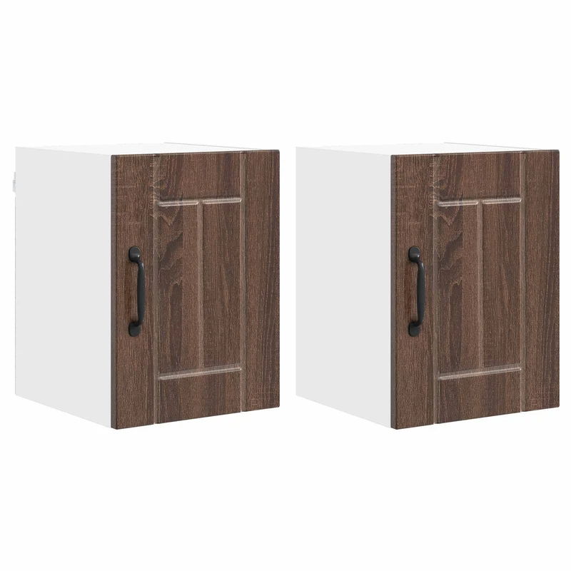 Lot de 2 armoires murales de cuisine pratiques modernes rangement 30 x 31 x 40 cm en bois d'ingénierie chêne brun 02_0053898