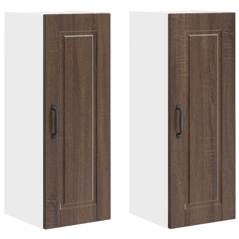 Lot de 2 armoires murales de cuisine modernes avec 6 étagères 30 x 31 x 80 cm en bois d'ingénierie chêne brun 02_0054364