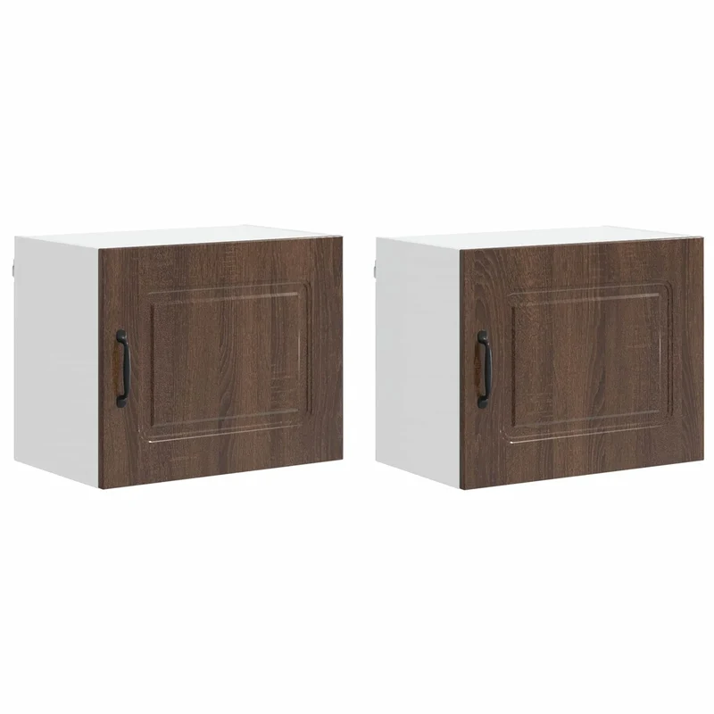 Lot de 2 armoires murales de cuisine modernes avec grand espace de rangement 50 x 31 x 40 cm en bois d'ingénierie chêne brun 02_0053588