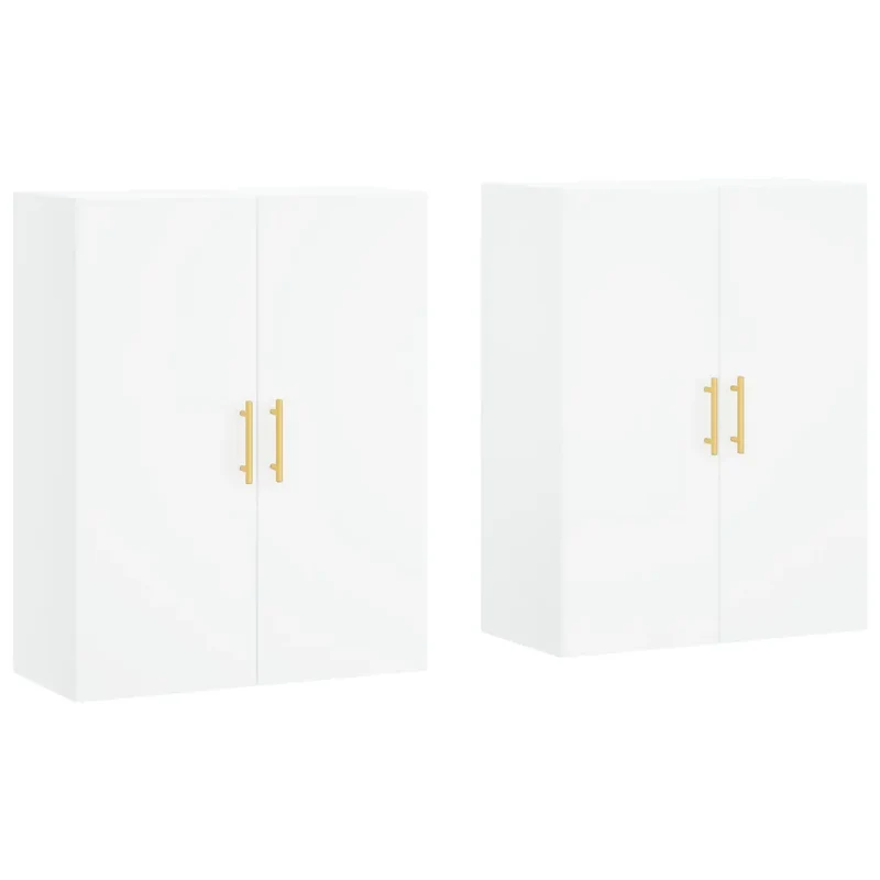 Lot de 2 armoires murales design moderne rangement 69,5 x 34 x 90 cm en bois d'ingénierie blanc 02_0055353