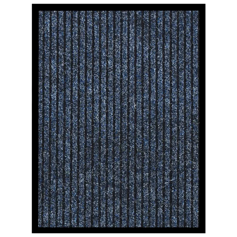 Paillasson rayé intérieur extérieur 40 x 60 cm design antidérapant convivial en polypropylène bleu 02_0046796