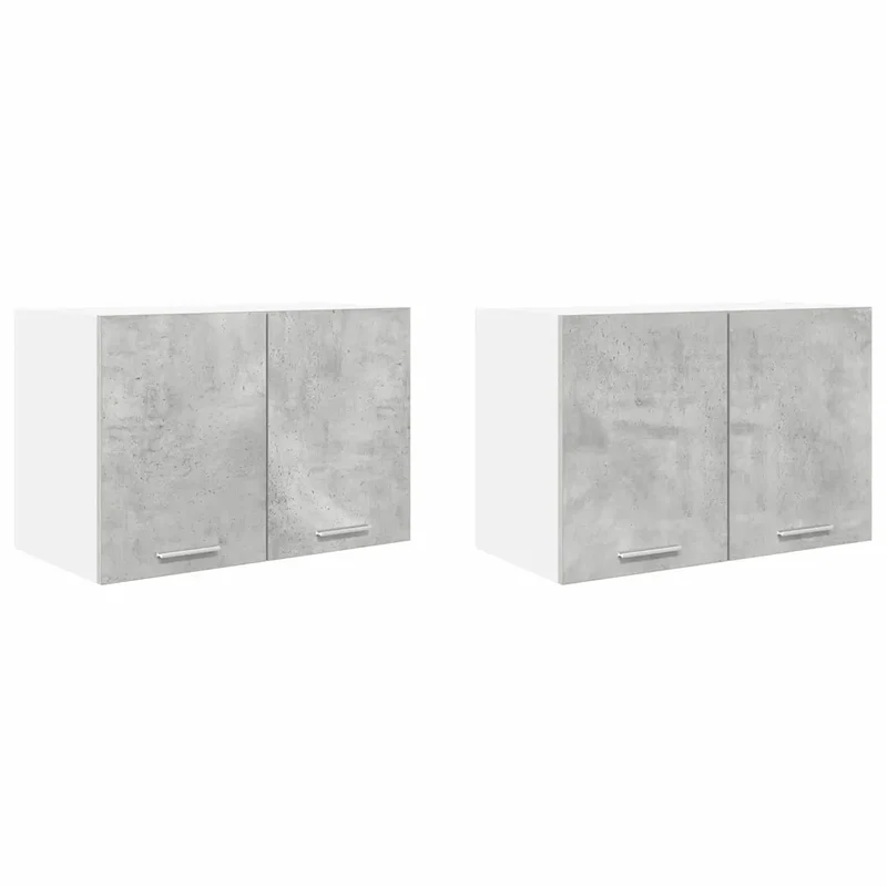 Lot de 2 armoires suspendues modernes avec grand espace de rangement 60 x 31 x 40 cm en bois d'ingénierie gris béton 02_0053216