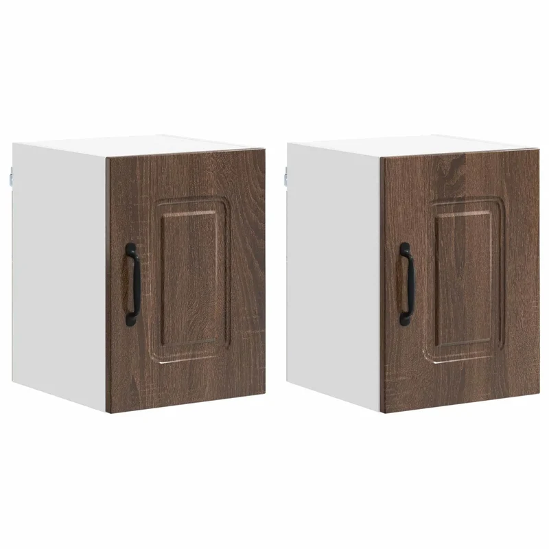 Lot de 2 armoires murales de cuisine moderne 30 x 31 x 40 cm rangement pratique design épuré en bois d'ingénierie chêne brun 02_0053548