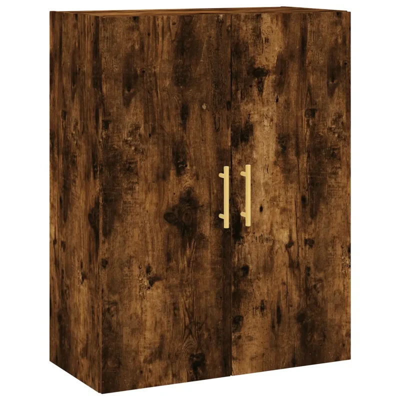 Armoire murale élégante 69,5 x 34 x 90 cm grand espace de rangement pratiques style contemporain en bois d'ingénierie chêne fumé 02_0048579