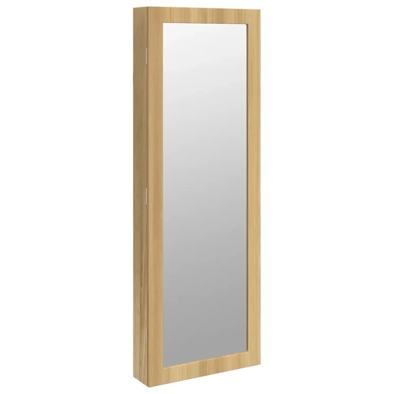 Armoire à bijoux murale avec miroir et éclairage LED 37,5 x 10 x 106 cm pratique moderne en bois d'ingénierie blanc 02_0047152