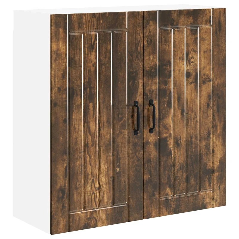 Armoire de cuisine rectangulaire moderne avec rangement pratique 80 x 31 x 80 cm en bois d'ingénierie chêne fumé 02_0054077