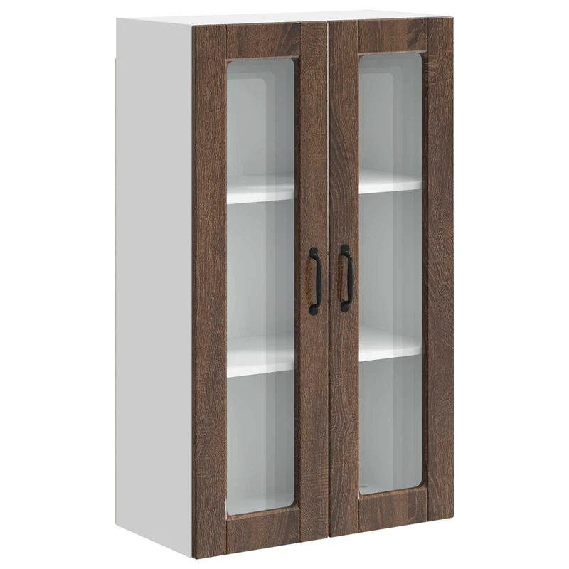 Armoire de cuisine murale moderne rangement intérieur 60 x 31 x 100 cm en bois d'ingénierie chêne brun 02_0054519