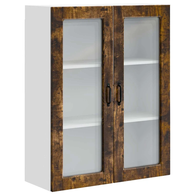 Armoire murale de cuisine moderne rangement pratique 80 x 31 x 100 cm en bois d'ingénierie chêne fumé 02_0054497