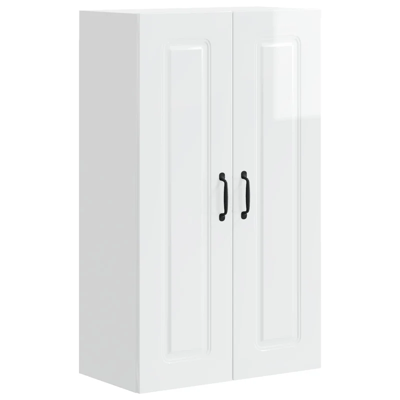 Armoire de cuisine rectangulaire moderne espace de rangement 60 x 31 x 100 cm en bois d'ingénierie blanc brillant 02_0053817