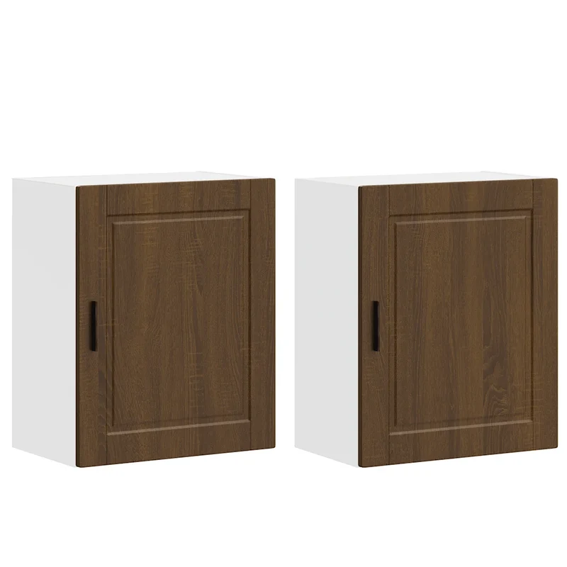 Lot de 2 armoires murales de cuisine 50 x 31 x 60 cm grand espace de rangement design mural en bois d'ingénierie chêne marron 02_0050357