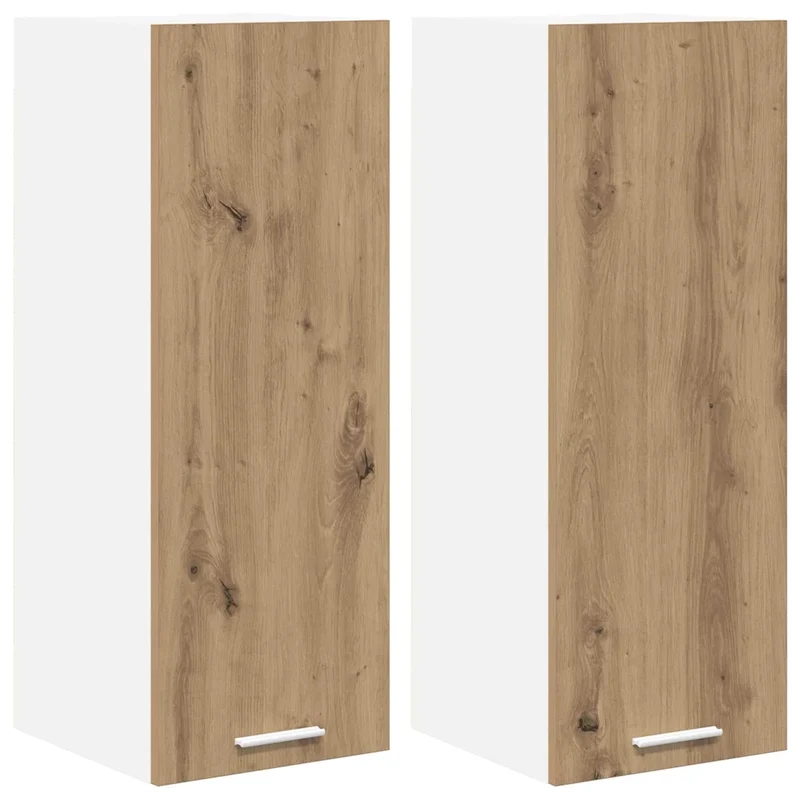 Lot de 2 armoires suspendues modernes avec grand espace de rangement 30 x 31 x 80 cm en bois d'ingénierie blanc 02_0053296
