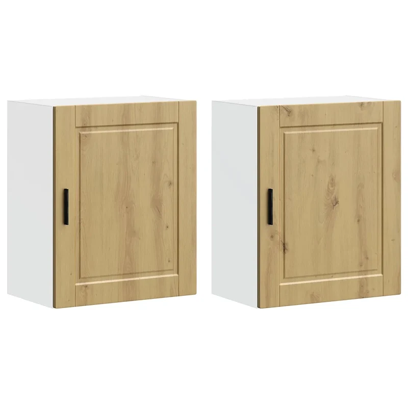 Lot de 2 armoires murales de cuisine design pratique 50 x 31 x 60 cm en bois d'ingénierie chêne artisanal 02_0050361