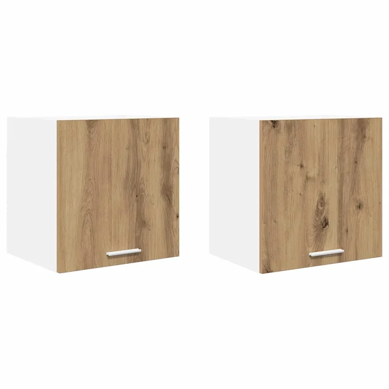 Lot de 2 armoires suspendues modernes avec grand espace de stockage 40 x 31 x 40 cm en bois d'ingénierie blanc 02_0053192