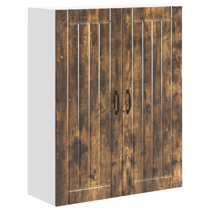 Armoire de cuisine moderne style épuré rangement pratique 80 x 31 x 100 cm en bois d'ingénierie chêne fumé 02_0054167