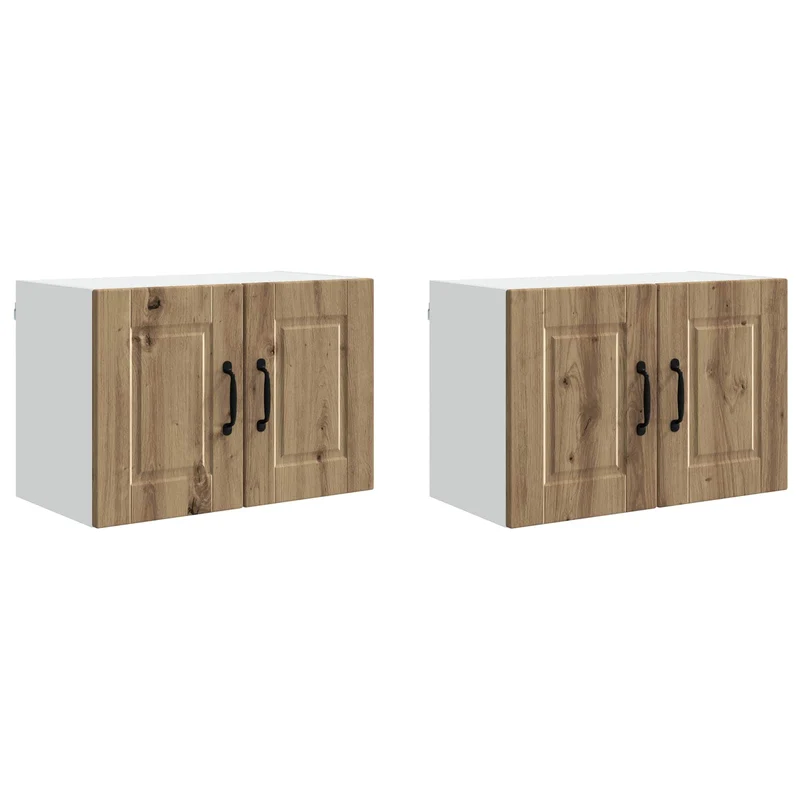 Lot de 2 armoires murales de cuisine moderne 60 x 31 x 40 cm rangement pratique design épuré en bois d'ingénierie chêne artisanal 02_0054279