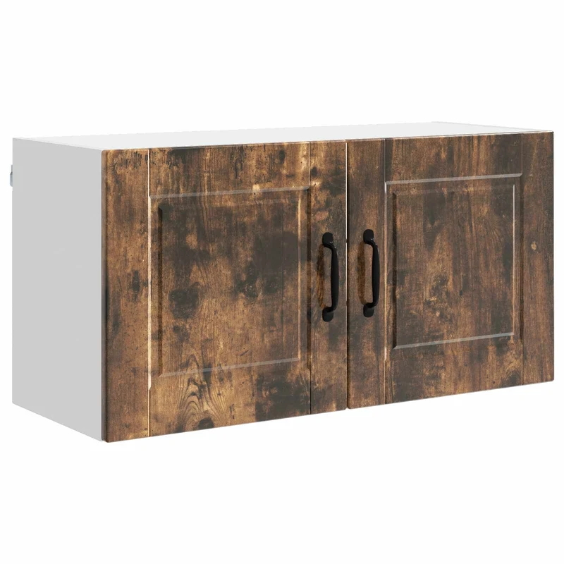 Armoire de cuisine murale moderne avec 2 étagères 80 x 31 x 40 cm en bois d'ingénierie chêne fumé 02_0054285