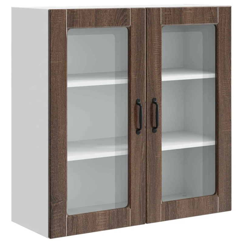 Armoire de cuisine moderne murale 80 x 31 x 80 cm avec rangement pratique en bois d'ingénierie chêne brun 02_0054415