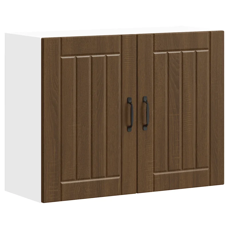 Armoire murale de cuisine design moderne 80 x 31 x 60 cm espace de rangement optimisé en bois d'ingénierie chêne marron 02_0050179