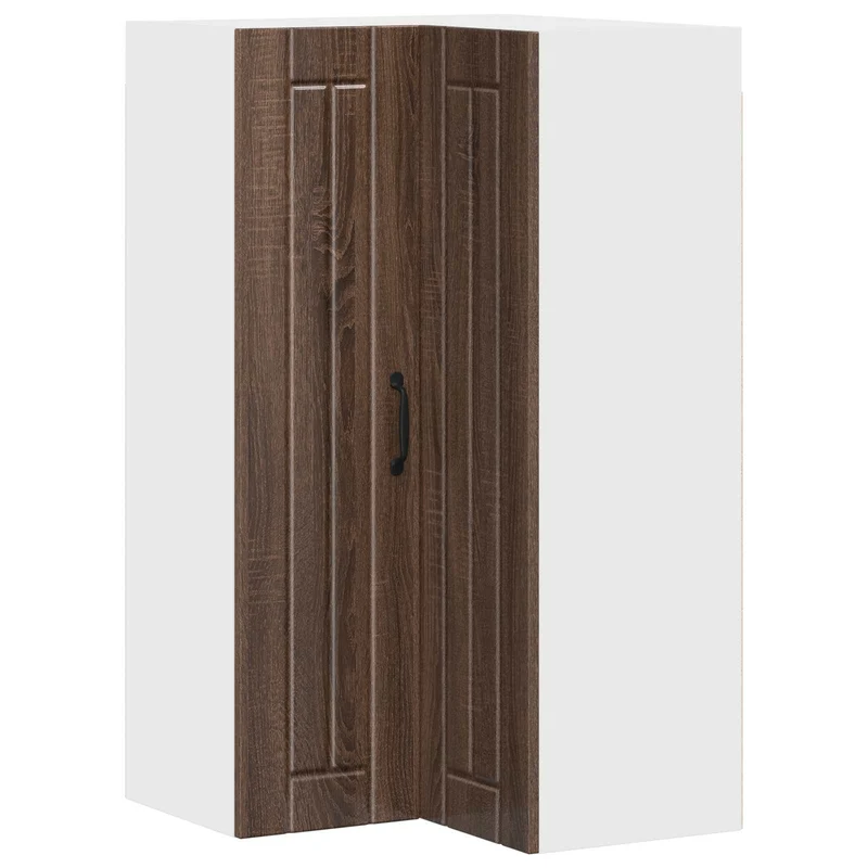 Armoire de cuisine murale moderne rangement fonctionnel 57 x 57 x 100 cm en bois d'ingénierie chêne brun 02_0054178