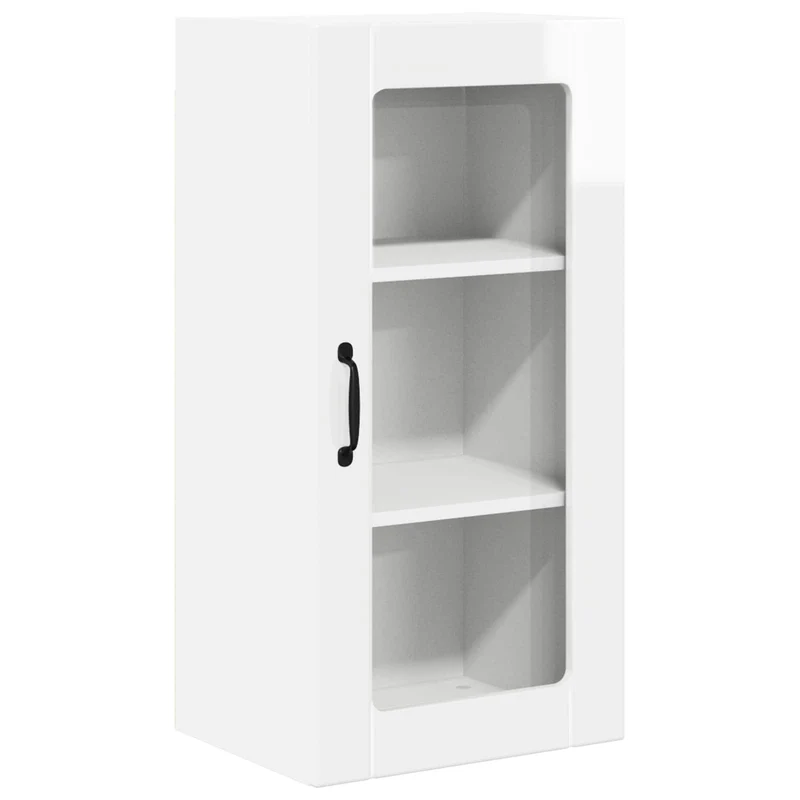Armoire de cuisine murale contemporaine avec 3 étagères 40 x 31 x 80 cm en bois d'ingénierie blanc brillant 02_0054337