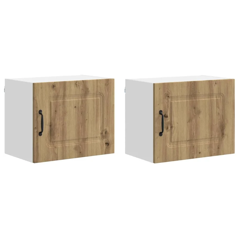 Lot de 2 armoires murales de cuisine modernes avec grand espace de stockage 50 x 31 x 40 cm en bois d'ingénierie chêne artisanal 02_0053592