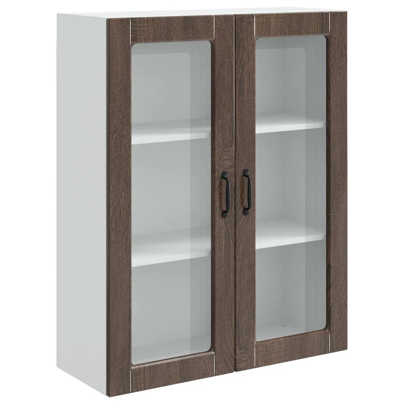 Armoire de cuisine moderne rectangulaire 80 x 31 x 100 cm grand espace de rangement style contemporain en bois d'ingénierie chêne brun 02_0053840
